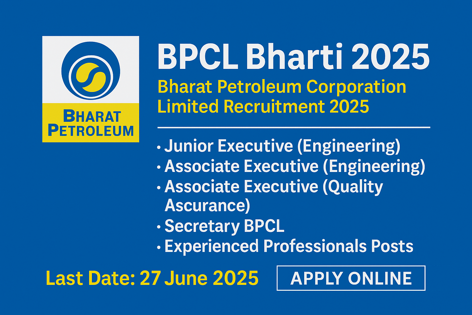 BPCL Recruitment 2025 Advertisement